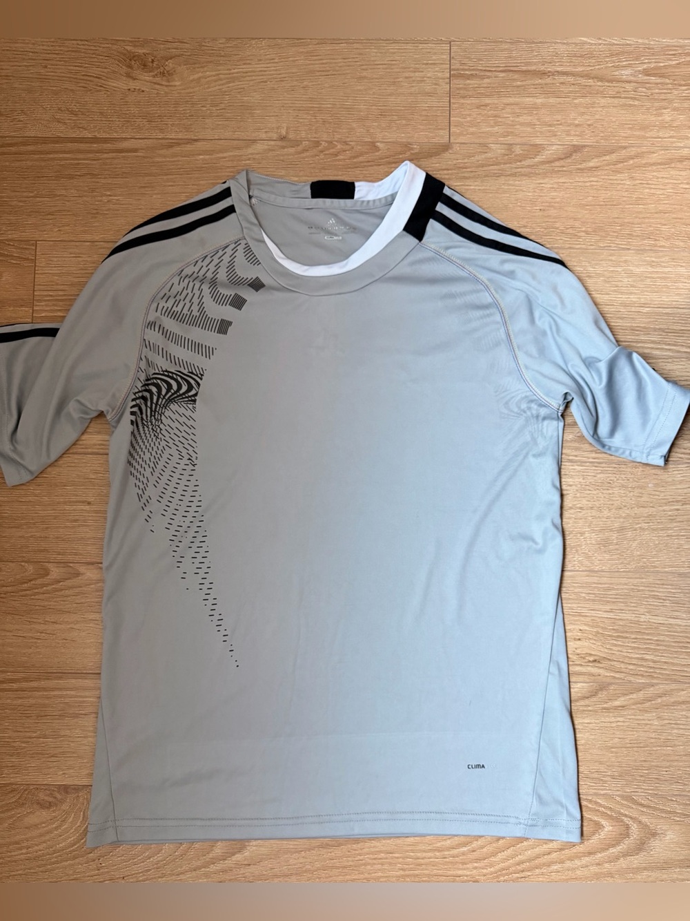 ADIDAS Light Gray and White Performance ClimaCool Shirt